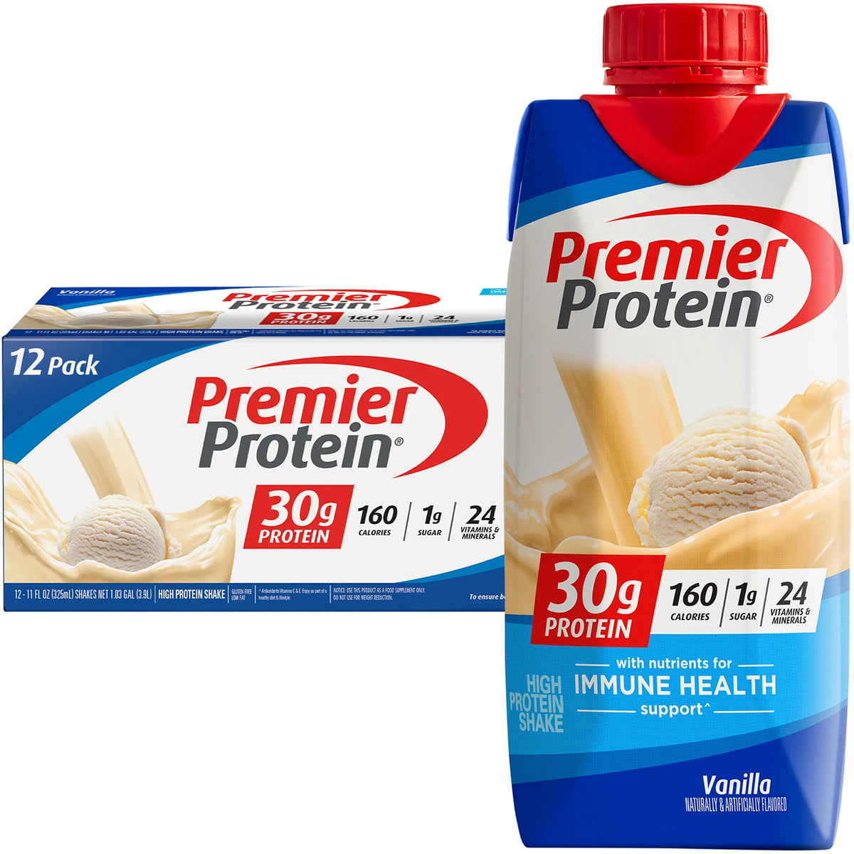 Vanilla Protein Shake, 30g Protein, 11 fl oz, 12 Ct P728286