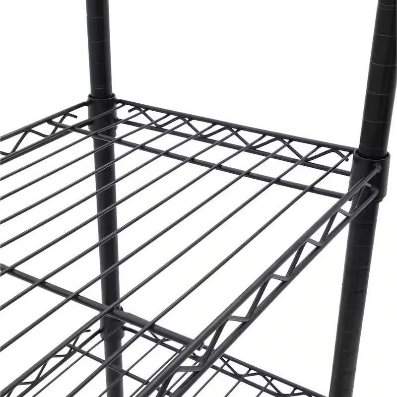 4-Tier Black Steel Wire Shelving Unit A85814
