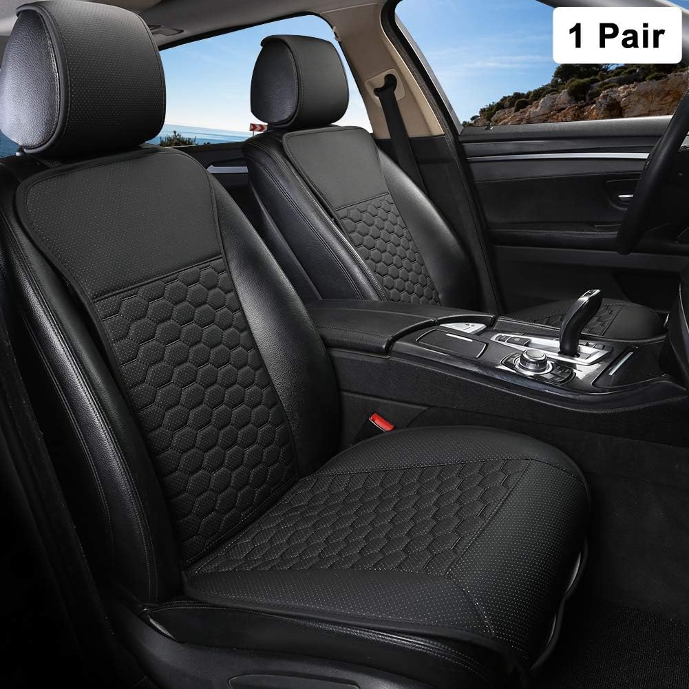 Black Panther 1 Pair Luxury PU Leather Front Car Seat Covers Breathable and Non-Slip Auto Seat Protectors for 95% Car Seats (Black) Pack of 2 W184