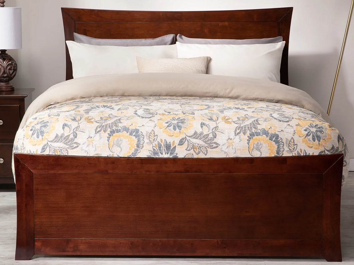Queen Wood Platform Bed Frame with Panel Headboard & Footboard K1998