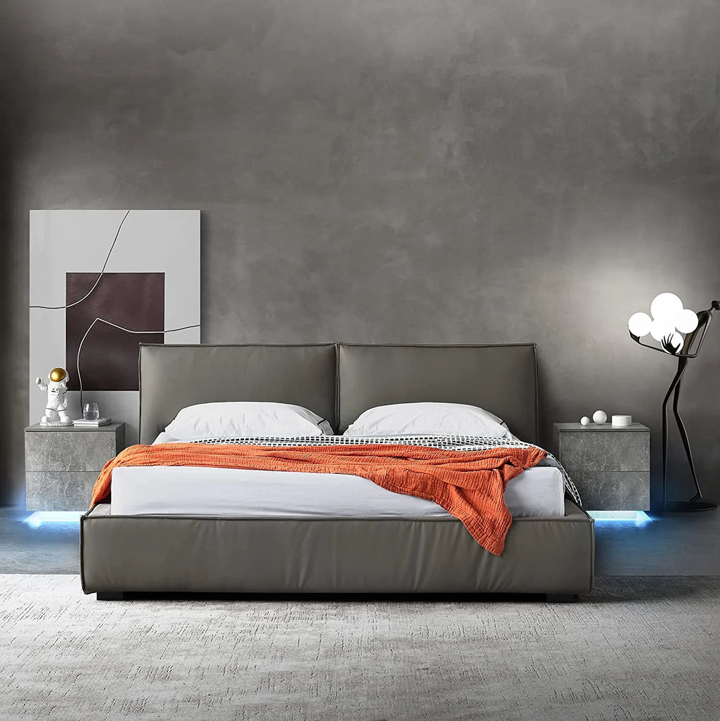 LED Nightstand Bedside Table Set Of 2 with 2 Drawers I508135