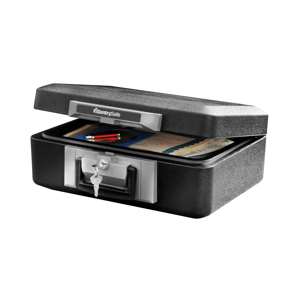 Fire-Resistant Box Safe with Key Lock 0.25 cu. ft., Black Y18136