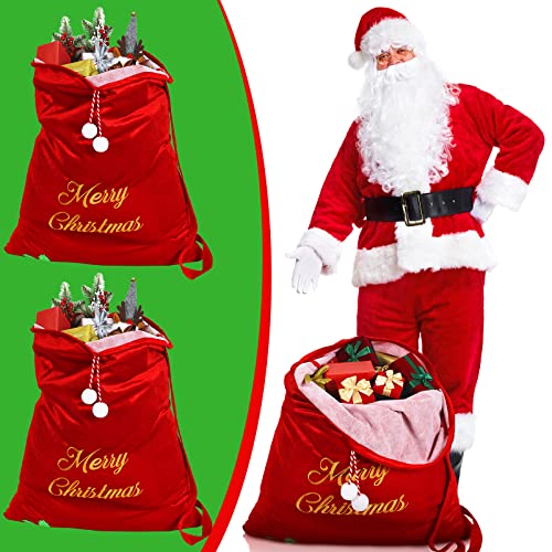 Burgundy Velvet Christmas Drawstring Gift Bags J514164
