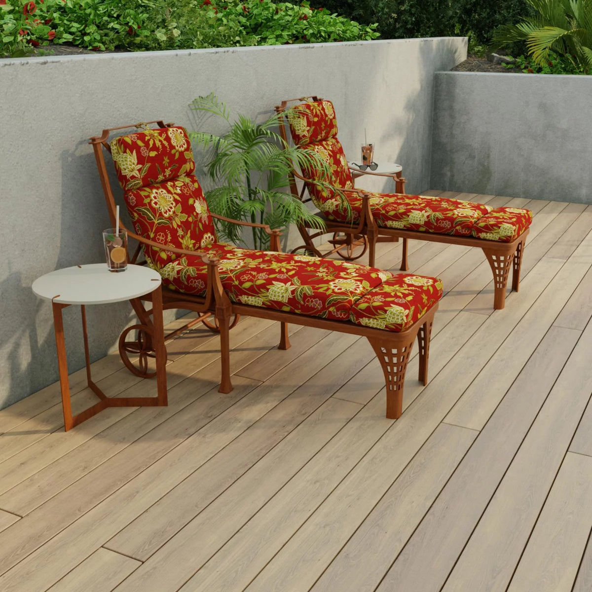 72 x 22 in. Rectangular Outdoor Chaise Lounge Cushion with Ties Y171806