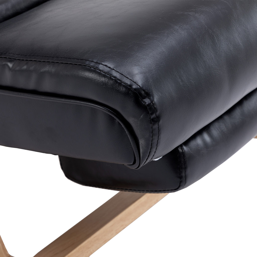 Black PU Upholstered Rocking Chair with Retractable Footrest G4504