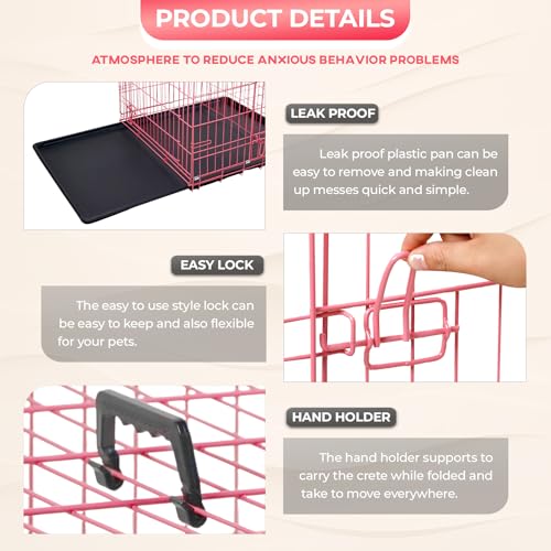 Black 48 Inch Folding Metal Dog Crate with Divider Panel K631