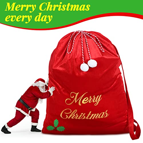Burgundy Velvet Christmas Drawstring Gift Bags J514164