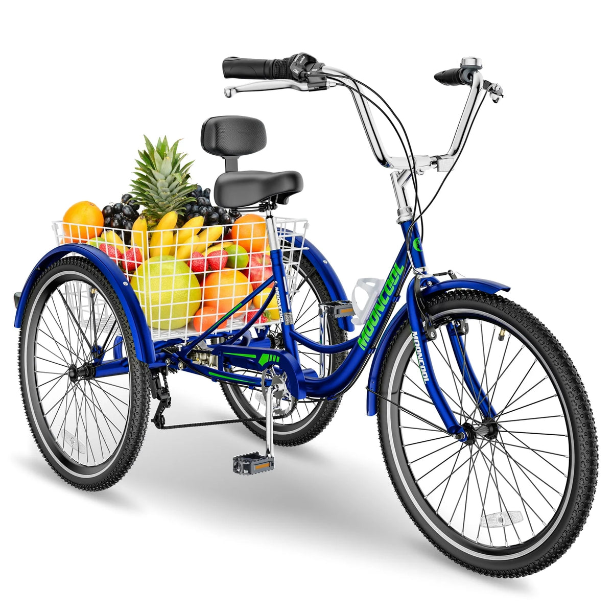 26 Adult Tricycle 3 Wheel 7 Speed 450lbs Capacity Cruise Trike with Shopping Basket M117