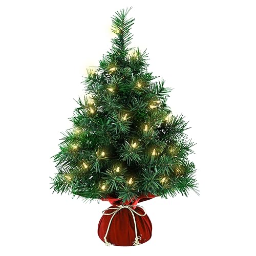 Mini Artificial Christmas Tree 22 Inch with 35 Warm White Lights M815546