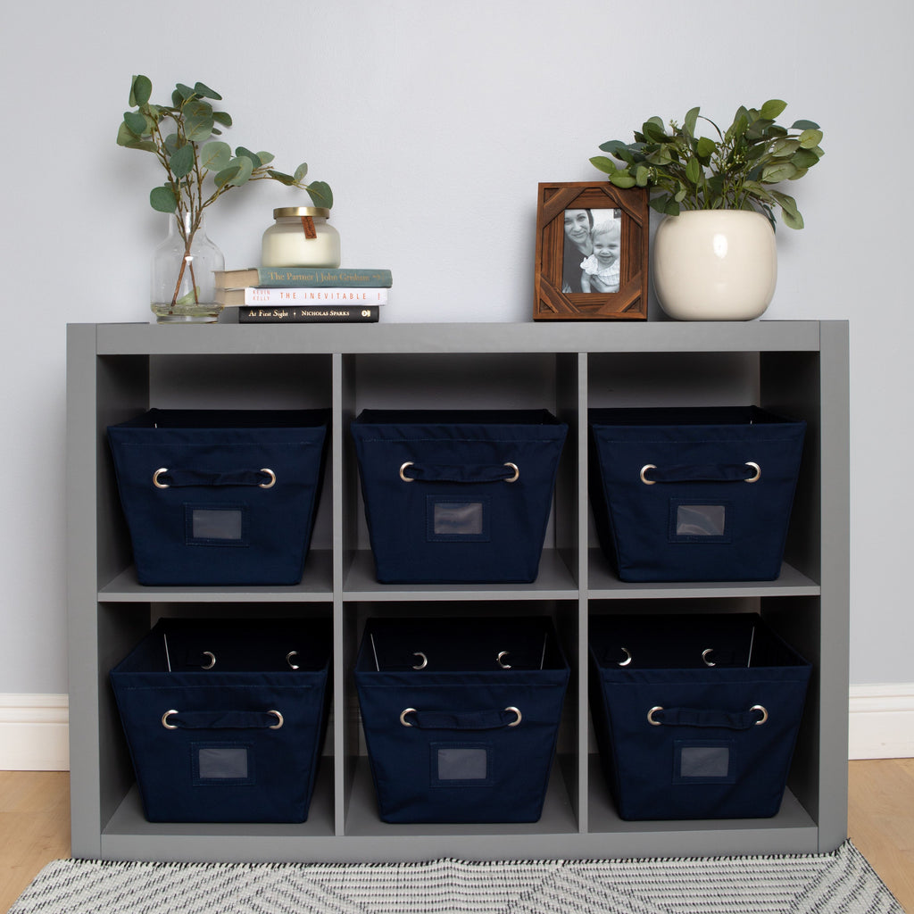 Medium Rectangular Canvas Bins, Set of 2, Blue E488103
