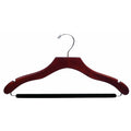Walnut Suit Hanger with Black Velvet Non-Slip Bar and Notches, Case of 50 R212