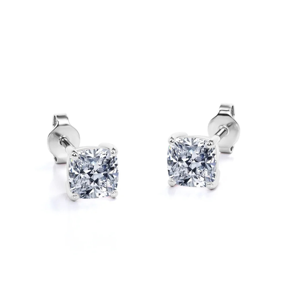 3 Carat Cushion Cut Moissanite Solitaire Stud Earrings K34982