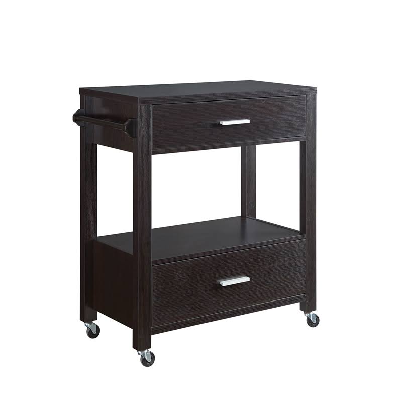 Contemporary Wood 2-Drawer Kitchen Cart K97874
