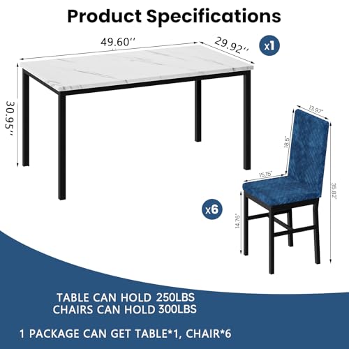 Faux Marble 7 Piece Dining Table Set with Chairs C7770