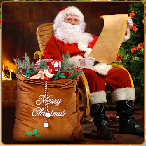 Burgundy Velvet Christmas Drawstring Gift Bags J514164