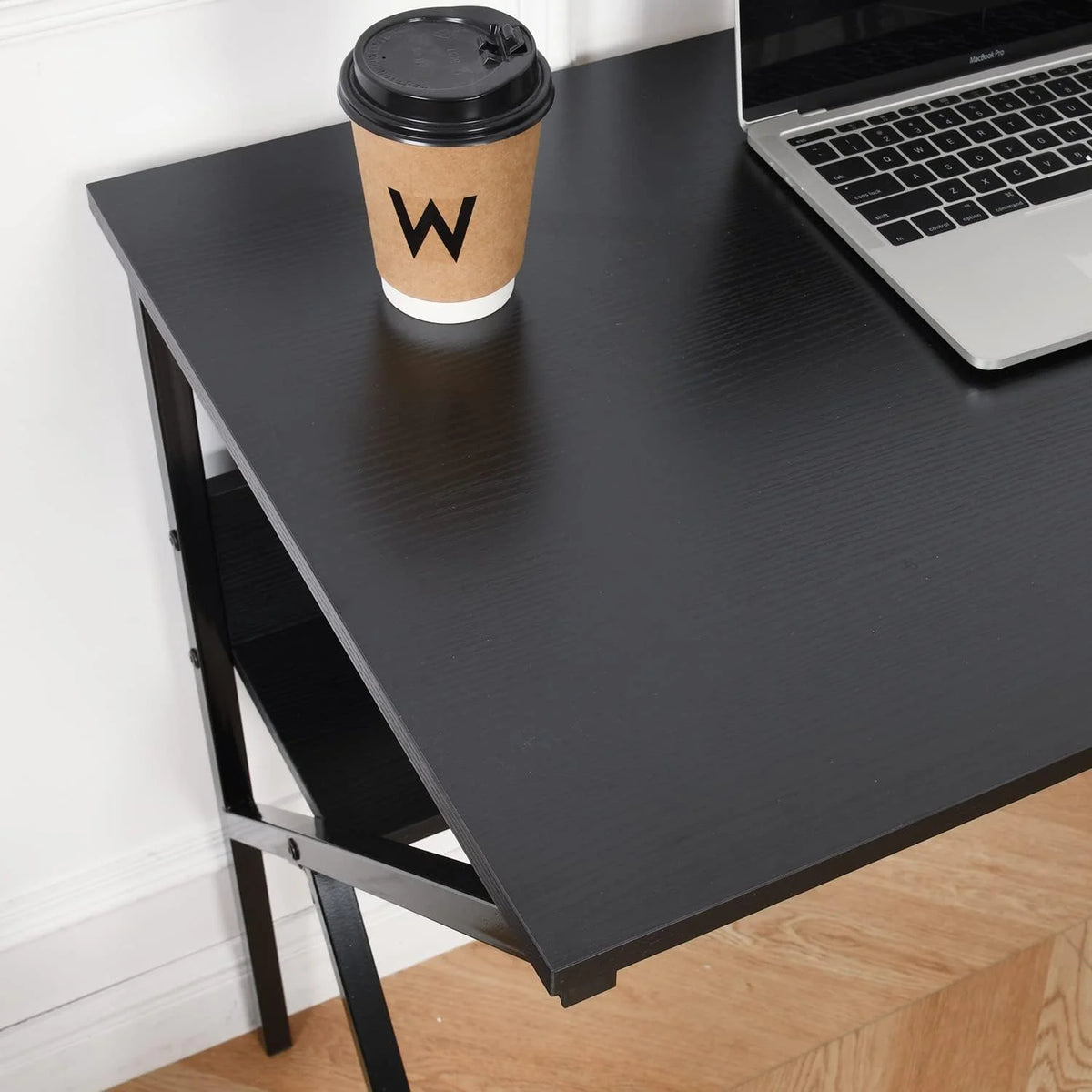 39.4 inch Black Desk with Storage Shelves W327898