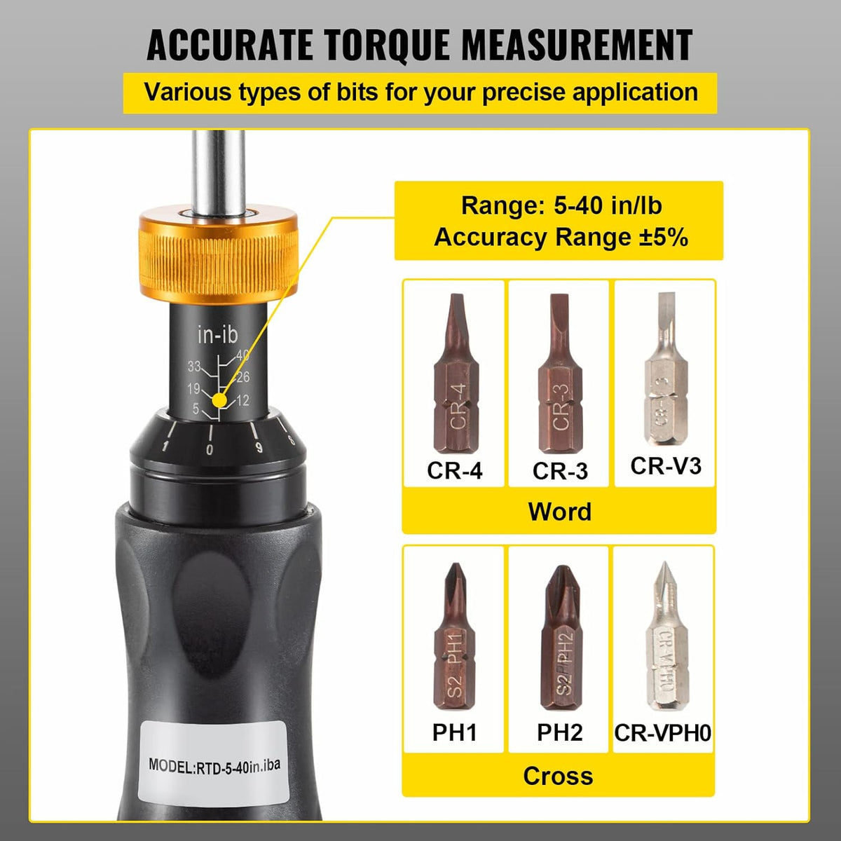 1/4 Drive Adjustable Torque Screwdriver with Bits & Case Q6629