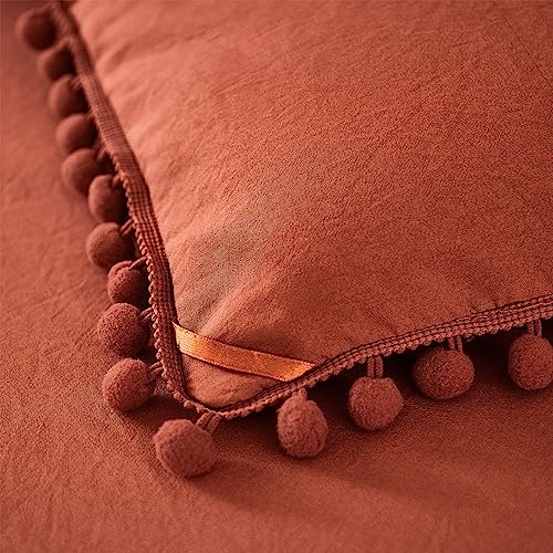 King Size 7 Pieces Terracotta Burnt Orange Comforter Set Q290