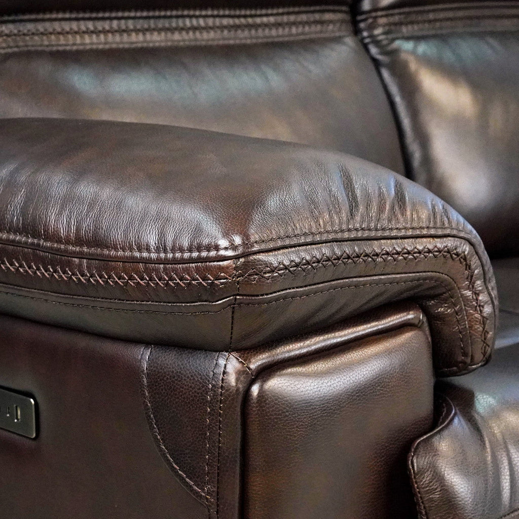 Leather Power Reclining Loveseat with Adjustable Headrest W50225
