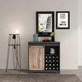 Black Wood Coffee Bar Cabinet with Wine Rack L902