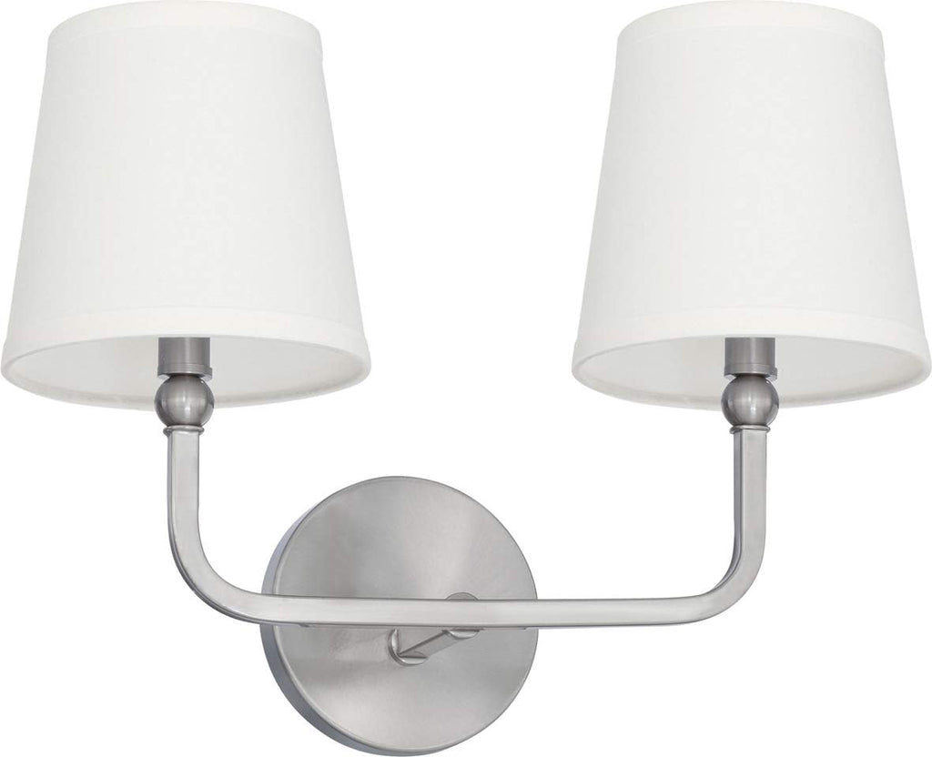 Rustic White Fabric Bath Vanity Wall Mount, 2-Light, Matte Black X32641