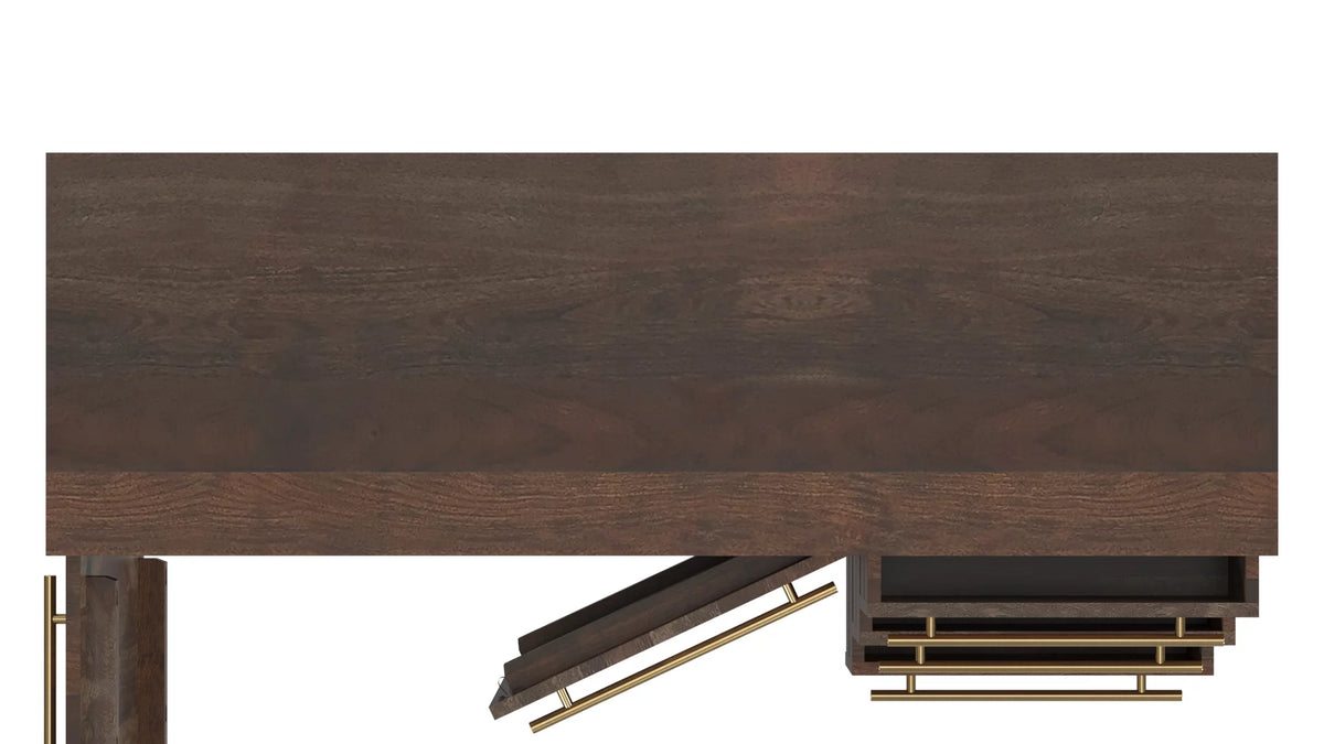Dark Brown 3-Drawer 2-Door Wood Console Table P277807