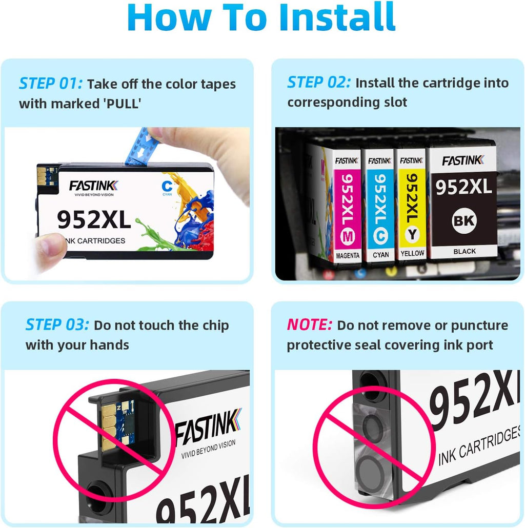 Compatible 952XL High Yield Ink Cartridges 4-Pack X513814
