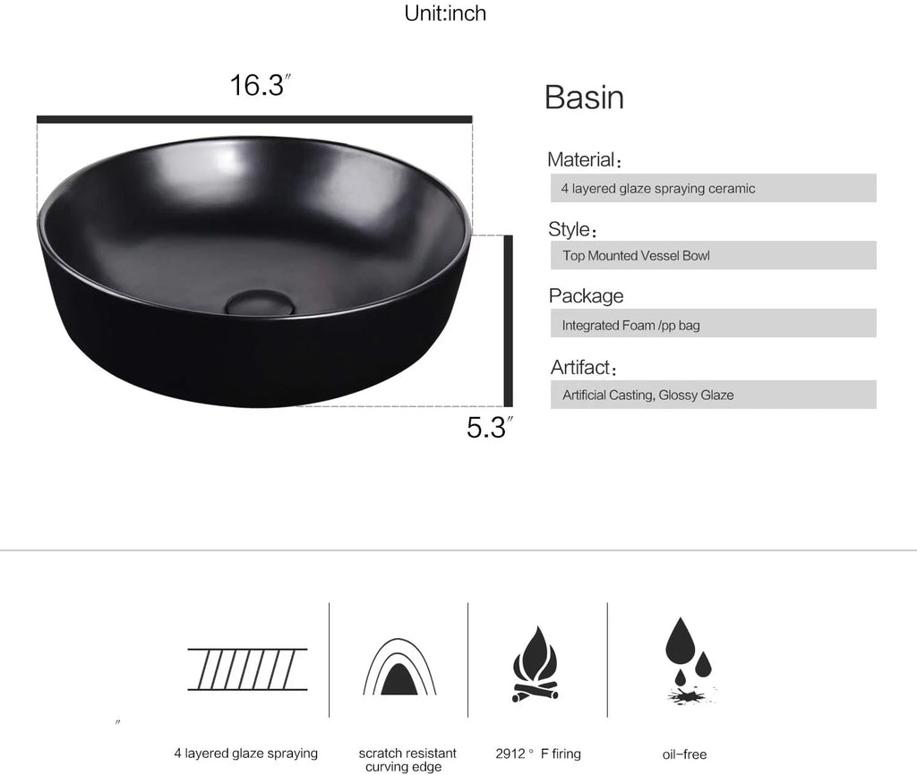 Porcelain Ceramic Vessel Sink and Faucet Combo U786690