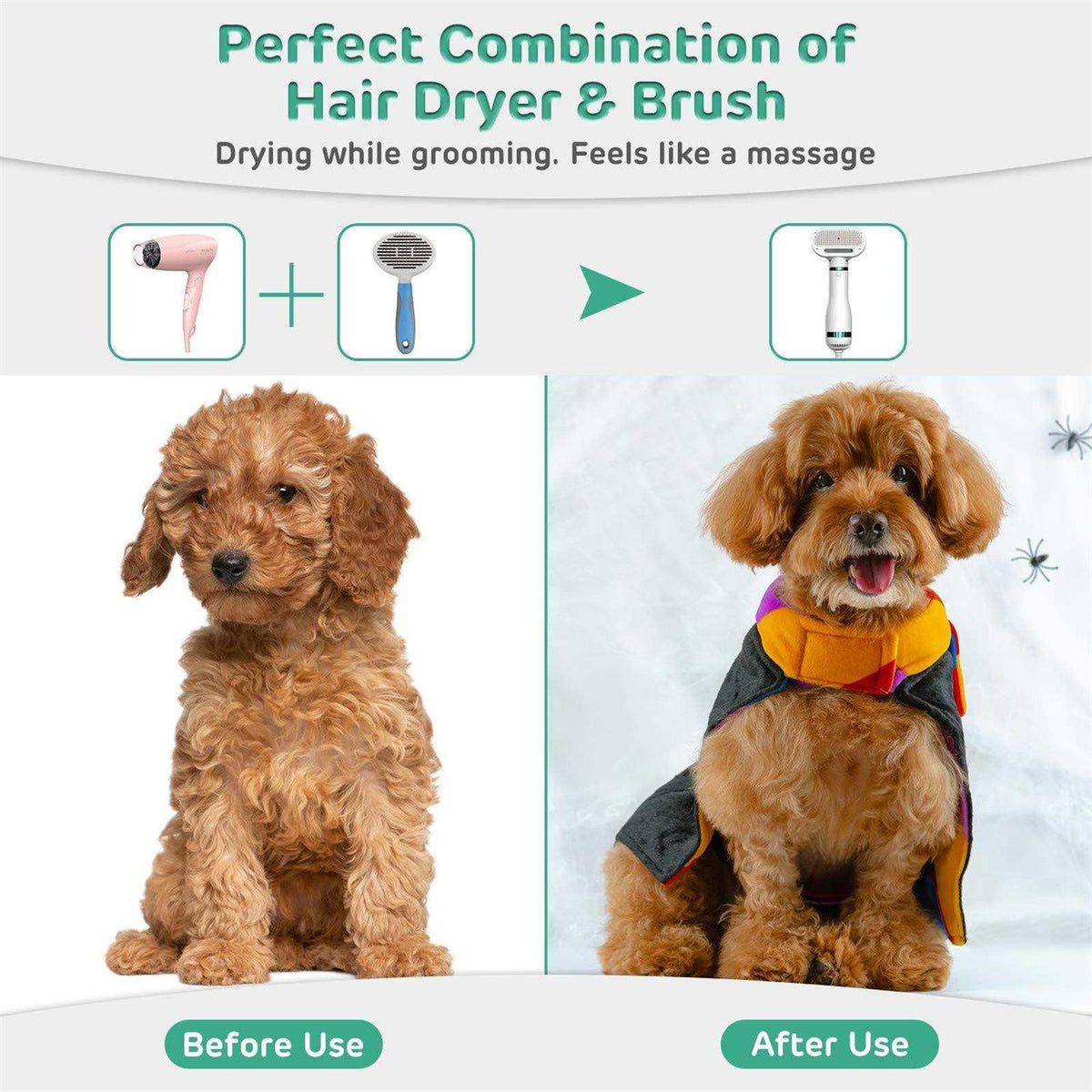 Pet Hair Dryer with Slicker Brush 3 Heat Settings R8109