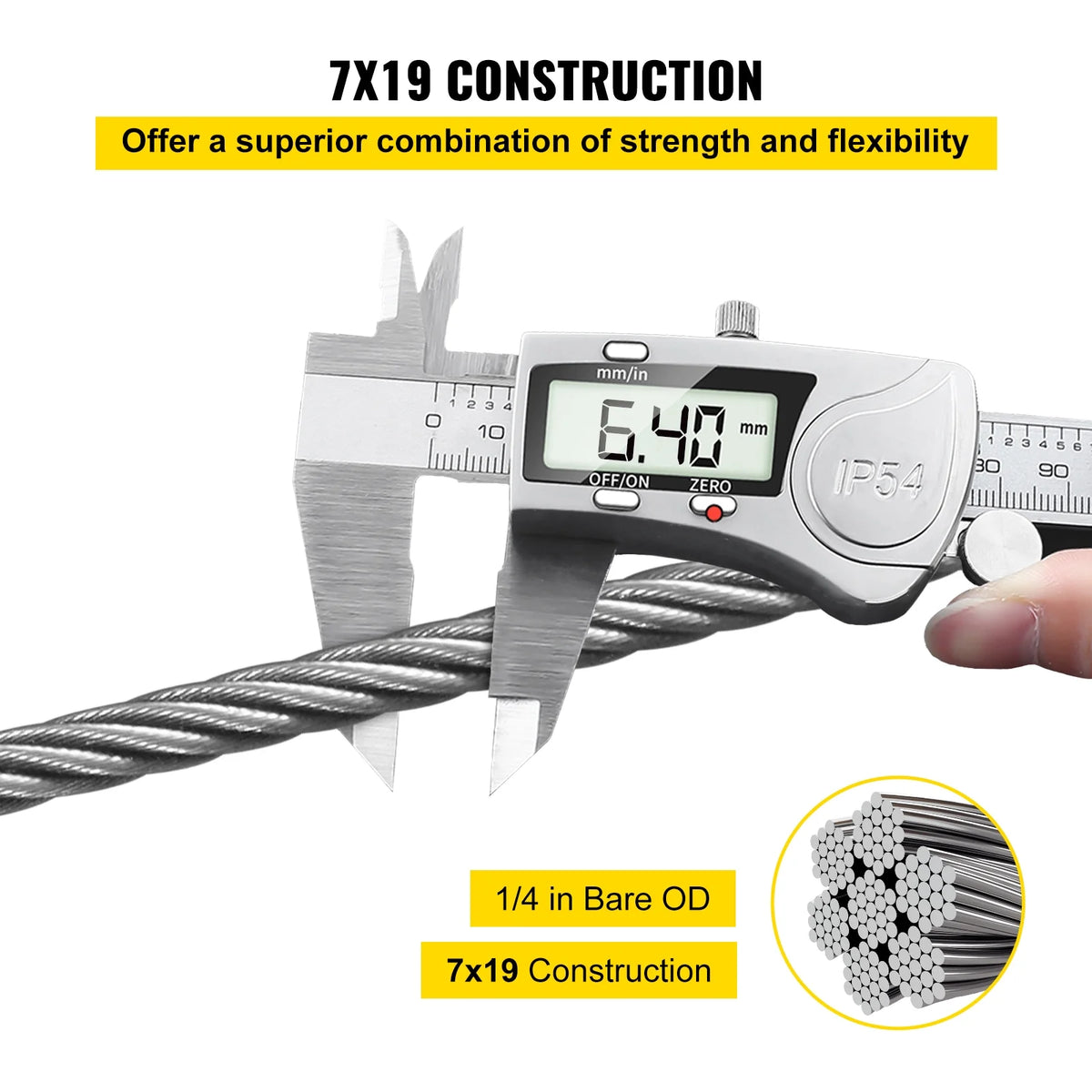 1/4" x 200ft 7x19 Stainless Steel Wire Rope C7479