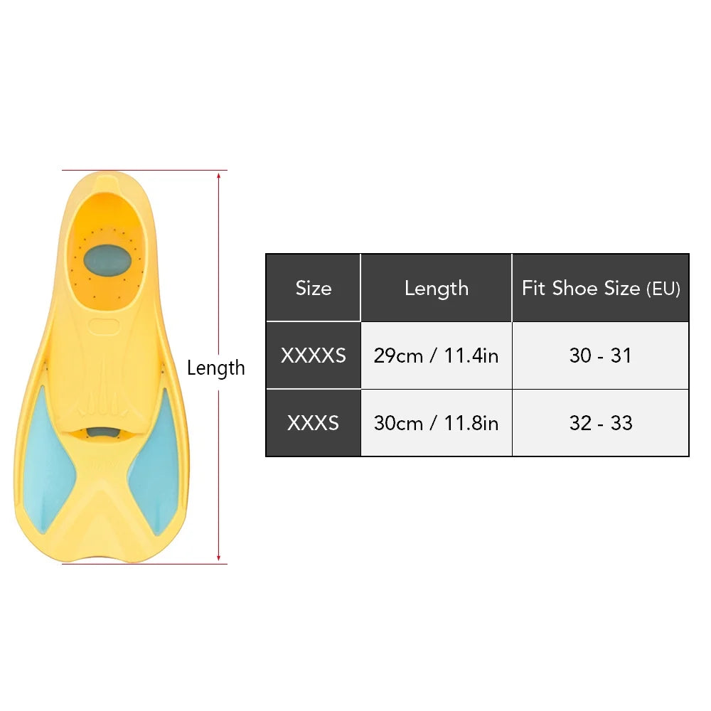 Kids Short Swim Fins for Snorkeling Training W248