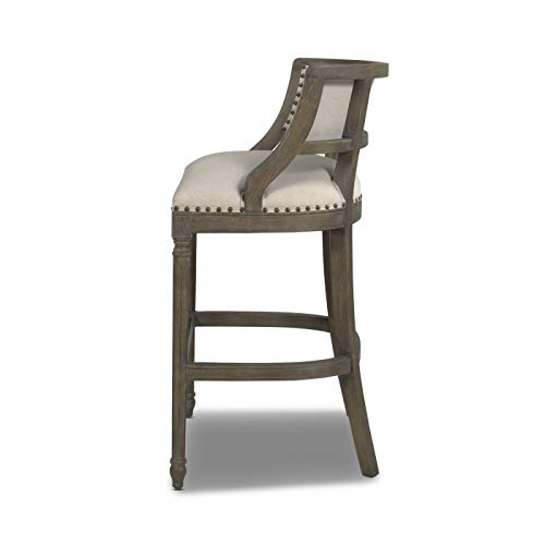 Dark Heathered Grey Linen Counter Height Bar Stool with Backrest R934