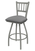 Swivel Bar Stool with Anodized Nickel Finish and Grey Seat F871154