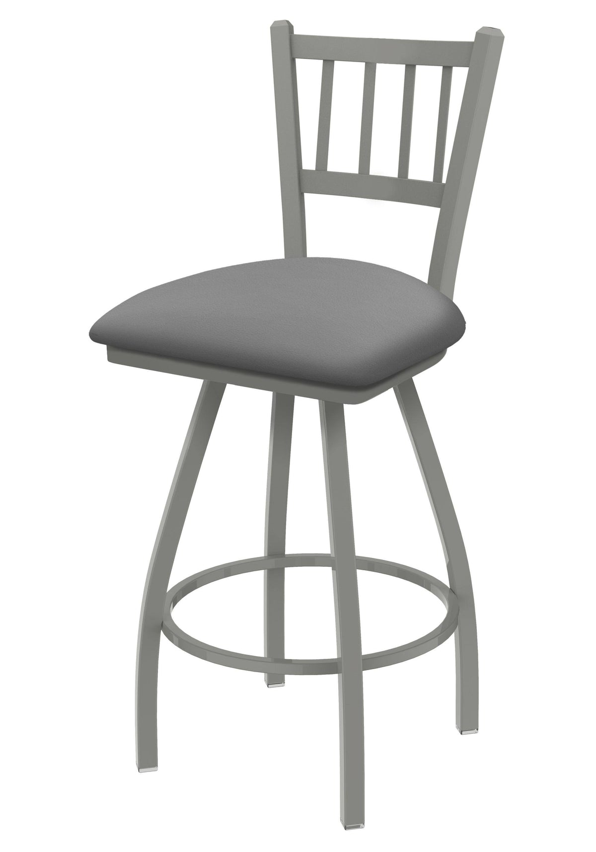 Swivel Bar Stool with Anodized Nickel Finish and Grey Seat F871154