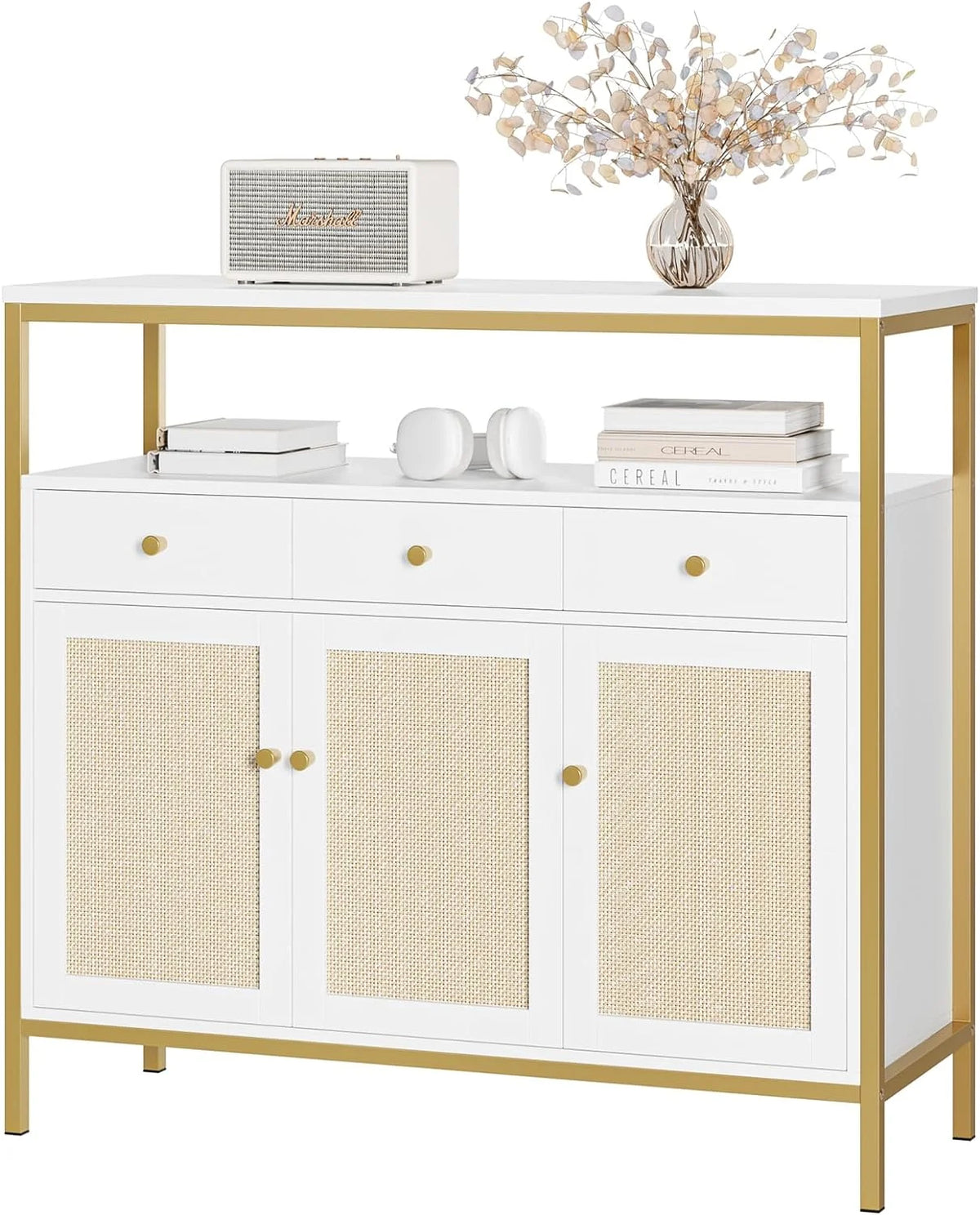 White Dresser with Drawers and Doors Y901039