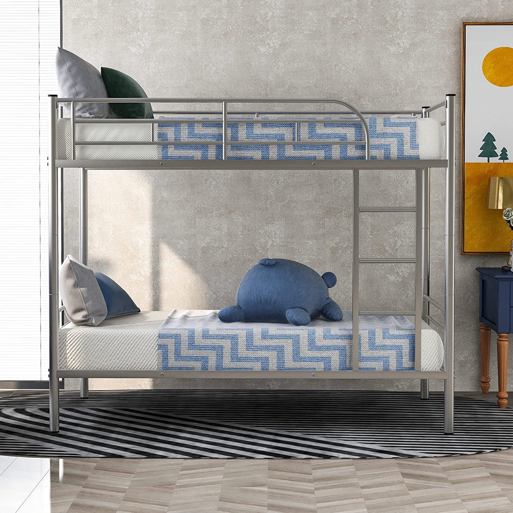 Twin Over Full Metal Bunk Bed with Ladder & Guardrail N896831