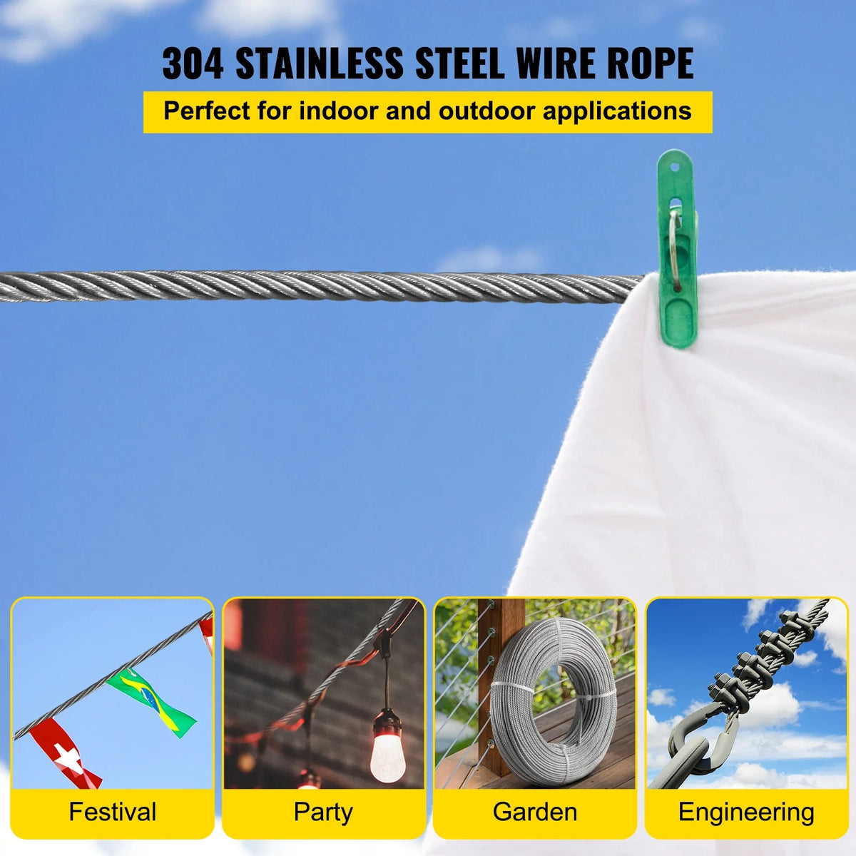 1/4" x 200ft 7x19 Stainless Steel Wire Rope C7479