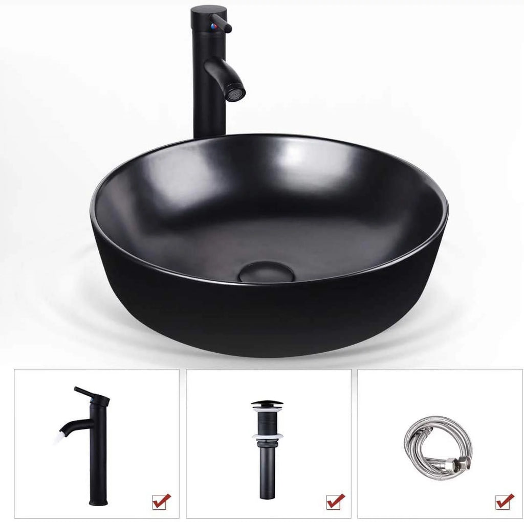 Porcelain Ceramic Vessel Sink and Faucet Combo U786690