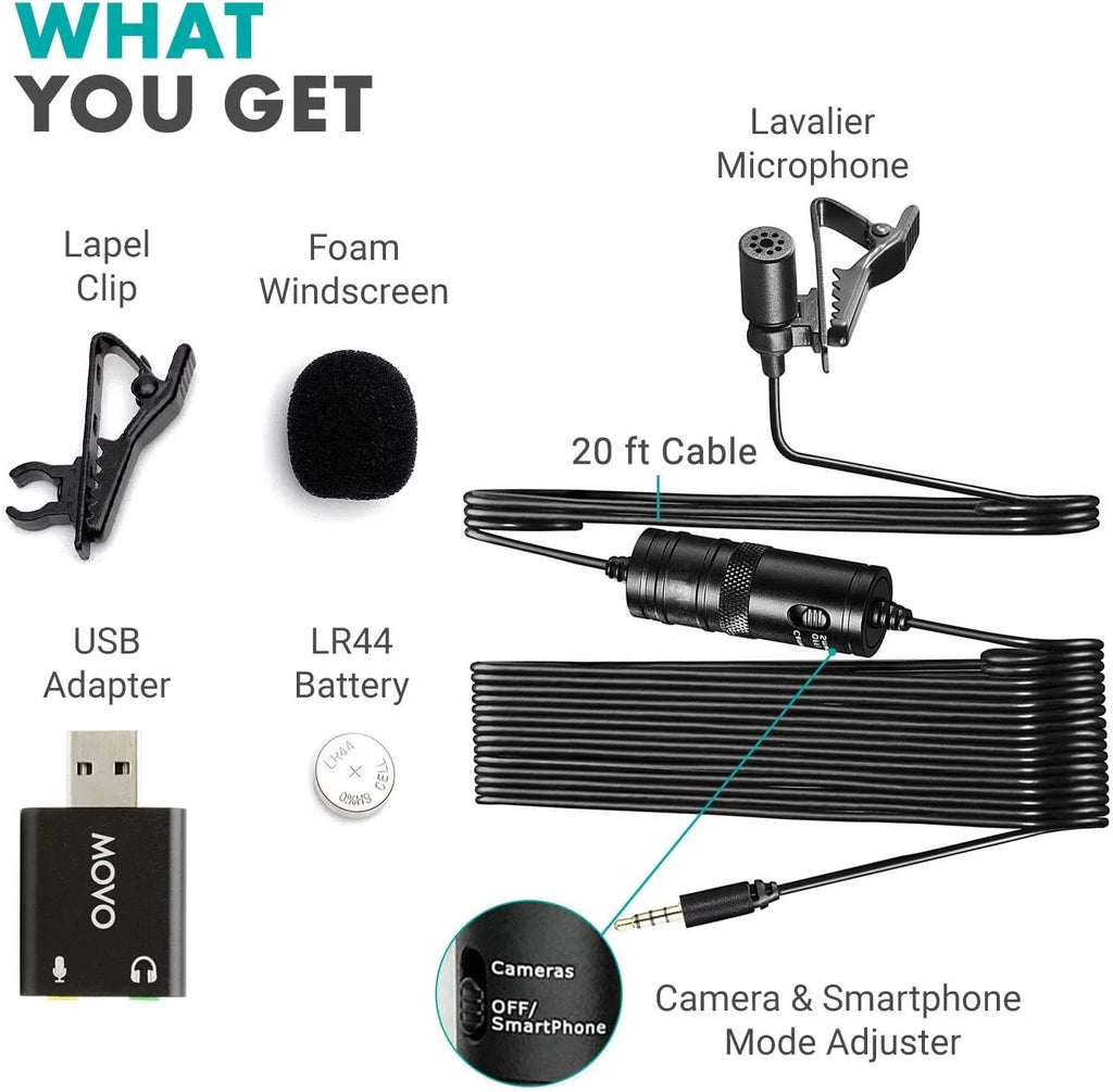 Lavalier Microphone for Computer, iPhone and Android Smartphones D31330