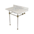 36x22 Carrara Marble Bathroom Console Vanity with Acrylic Pedestal L1617