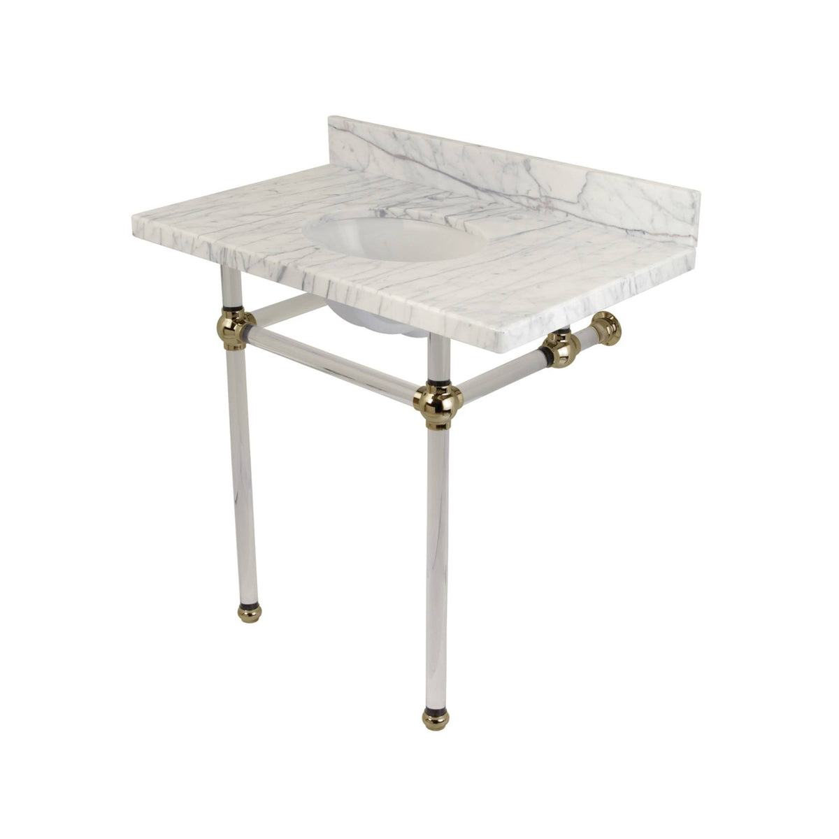36x22 Carrara Marble Bathroom Console Vanity with Acrylic Pedestal L1617