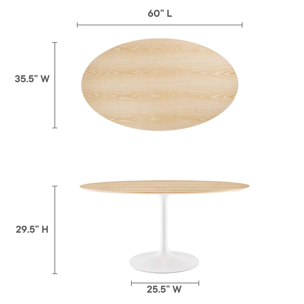 60" Oval Natural Wood Grain Dining Table S924