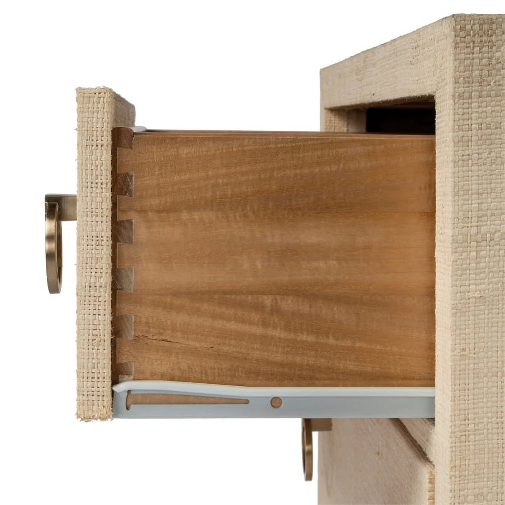 Natural Raffia 3 Drawer Wooden Chest E2570