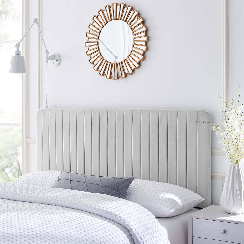 Light Gray Velvet Full/Queen Headboard U904