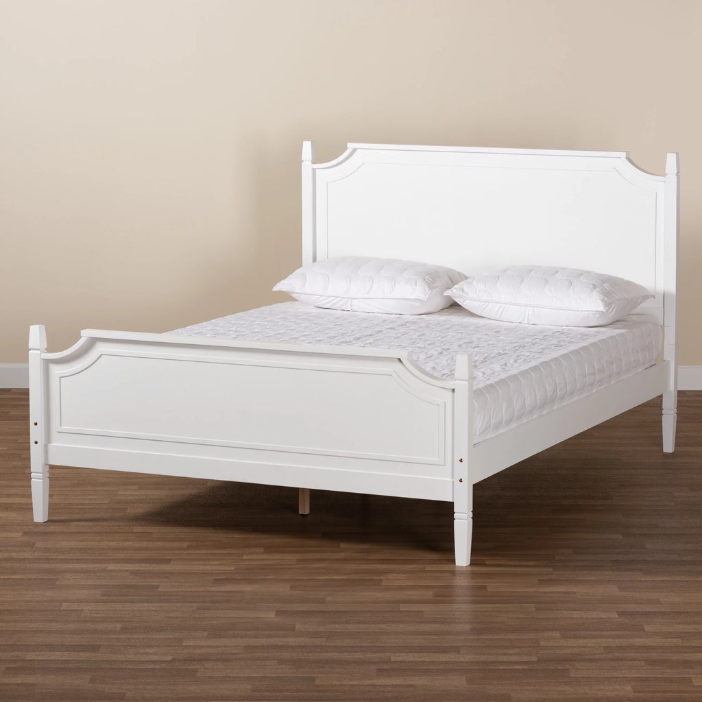White Wood Queen Size Platform Bed W6971