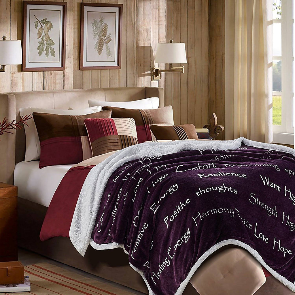 King Bed Violet Purple Sherpa Microfiber Blanket G715562