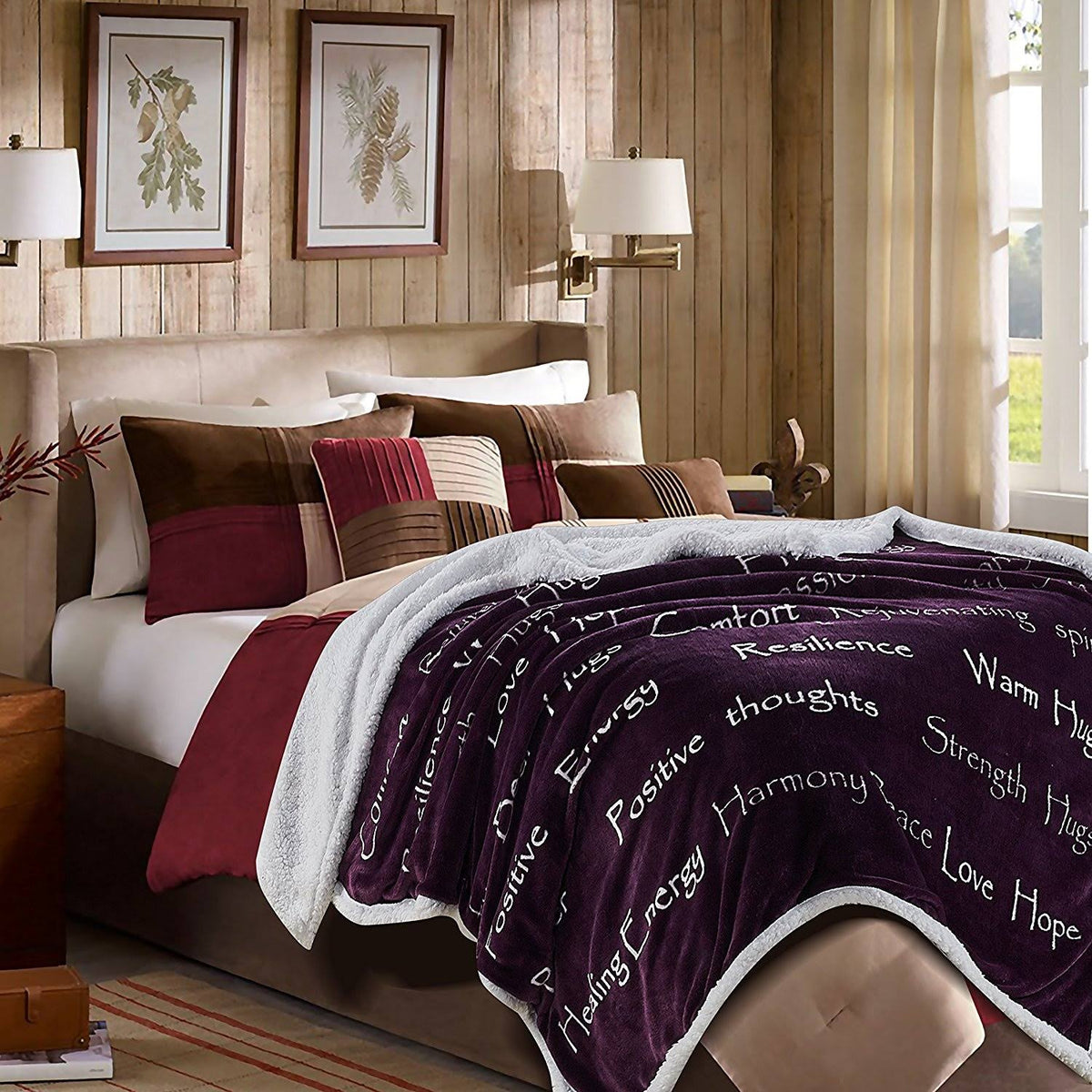 King Bed Violet Purple Sherpa Microfiber Blanket G715562