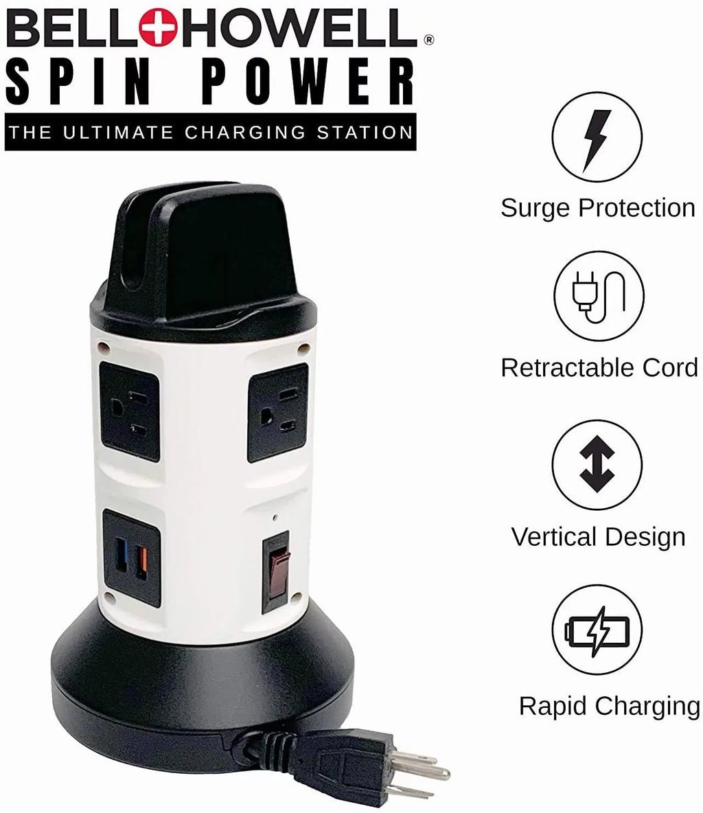 Smart Charging Station with USB Ports and Retractable Cord B585
