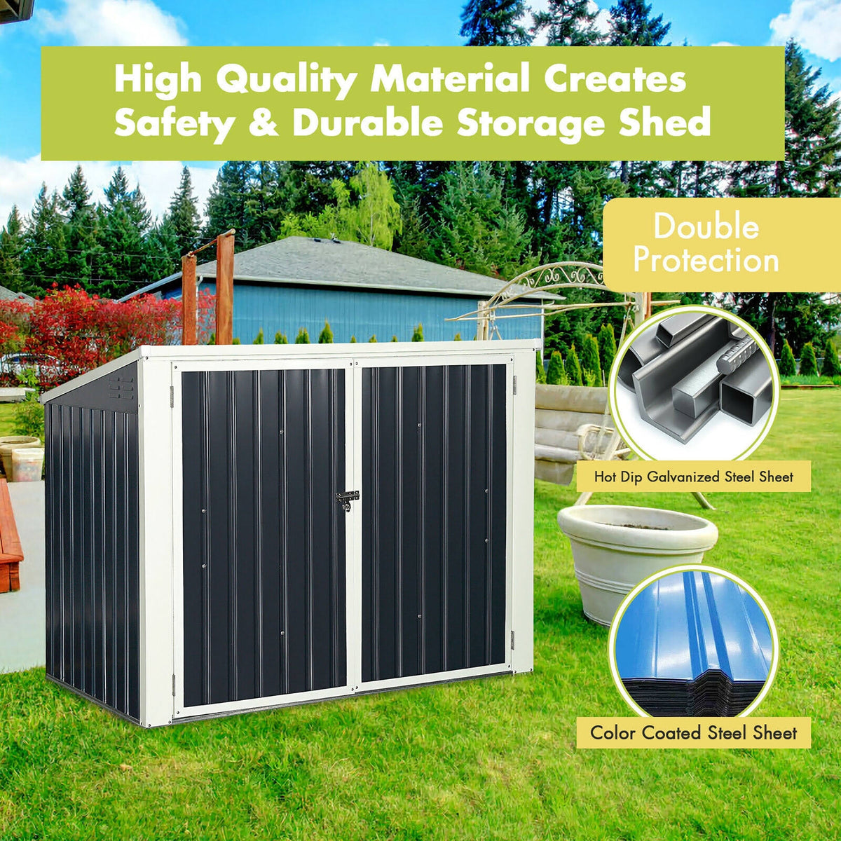 Grey Horizontal Storage Shed 68 Cubic Feet H317