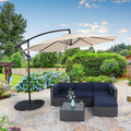 10ft Beige Patio Offset Cantilever Umbrella with Crank Handle N4239